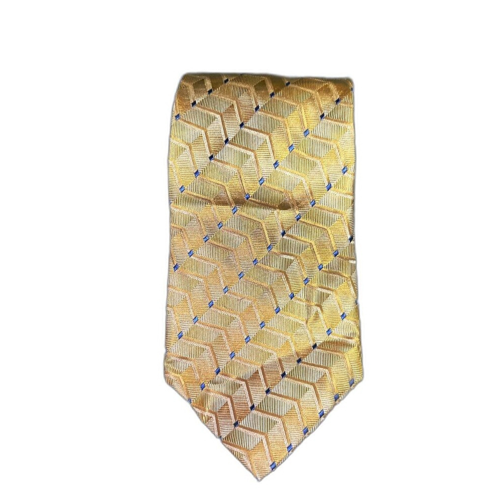 Geoffrey Beene Gold Geometric Silk Tie